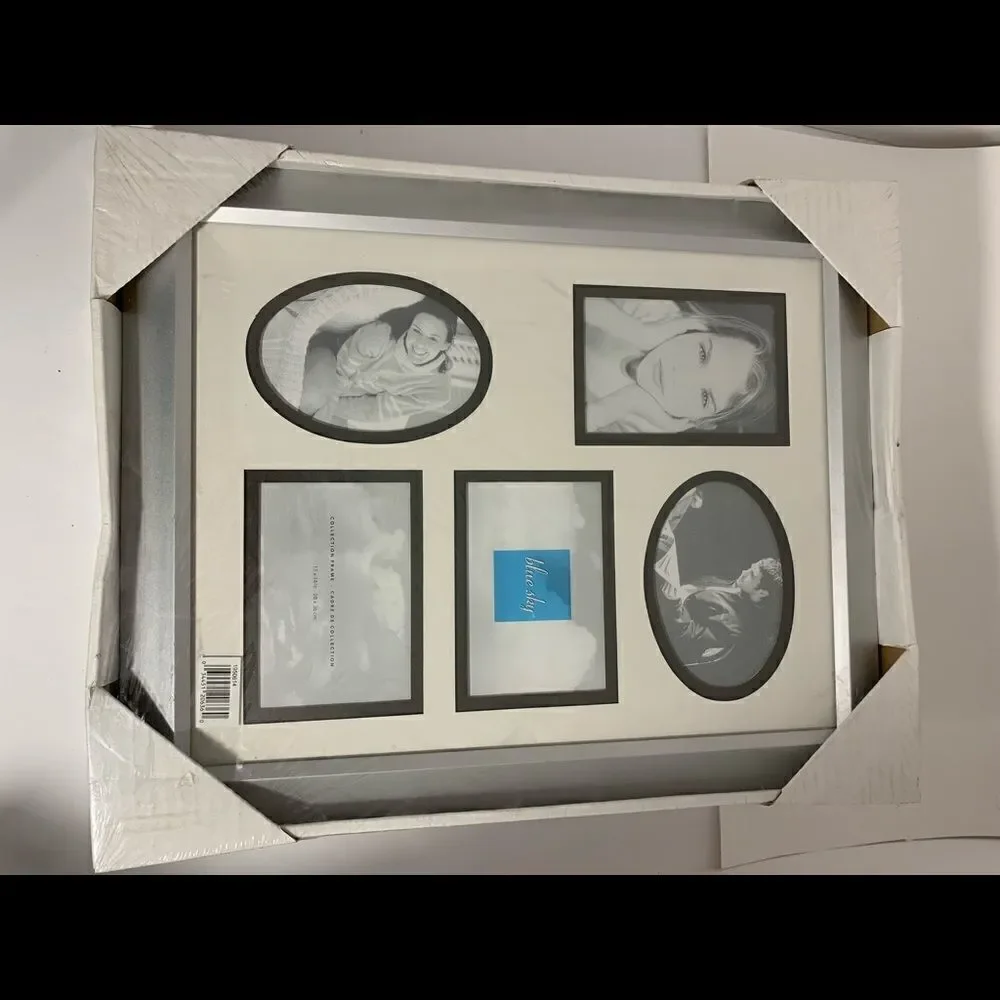 Blue Sky Collection Silver Frame Matted Photo 5 Separate 3x5 Inch Photo Opening